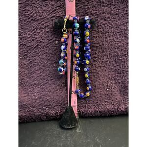 Vintage Murano Glass Multicolor
Floral Beads Gold Tone Beaded
Necklace